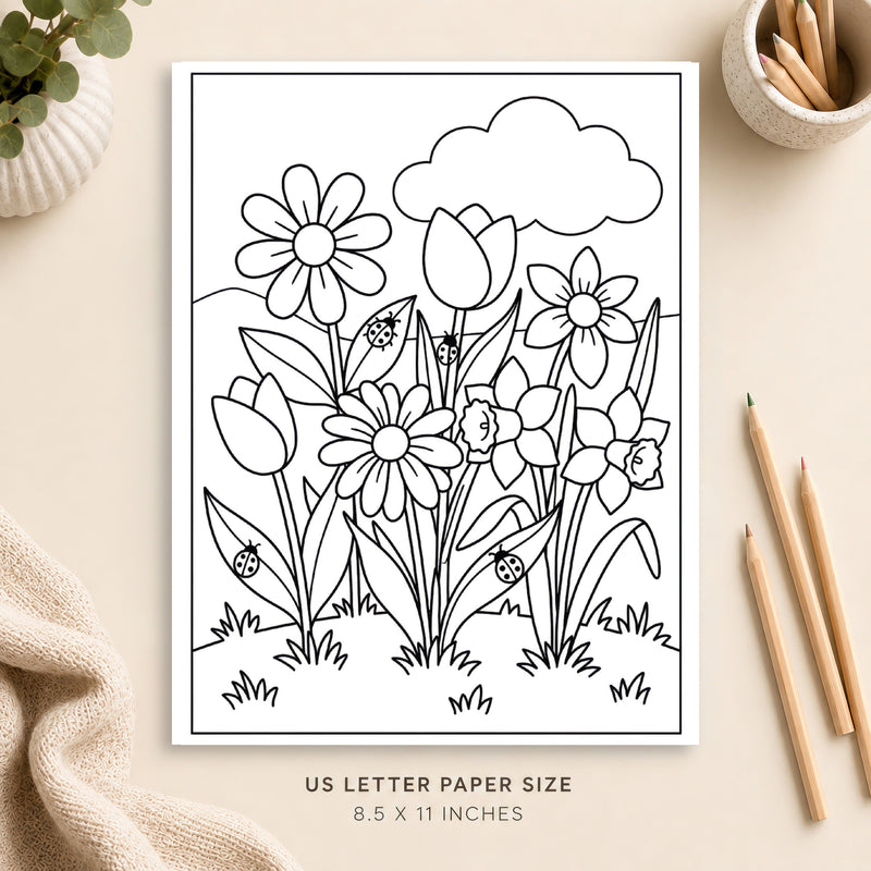 Spring Flowers Coloring Page 5