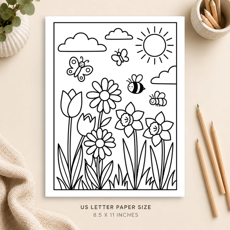 Spring Flowers Coloring Page 6