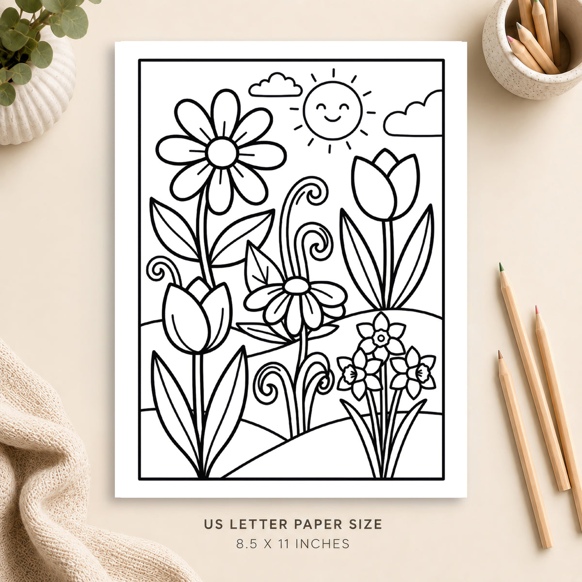 Spring Flowers Coloring Page 7