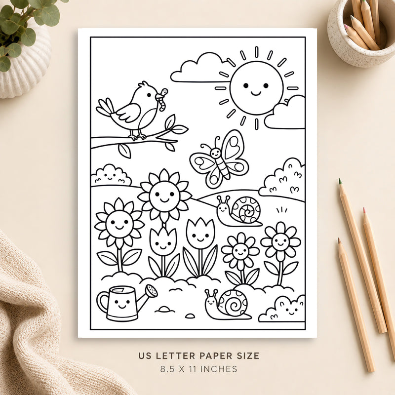 Spring Garden Coloring Page 2