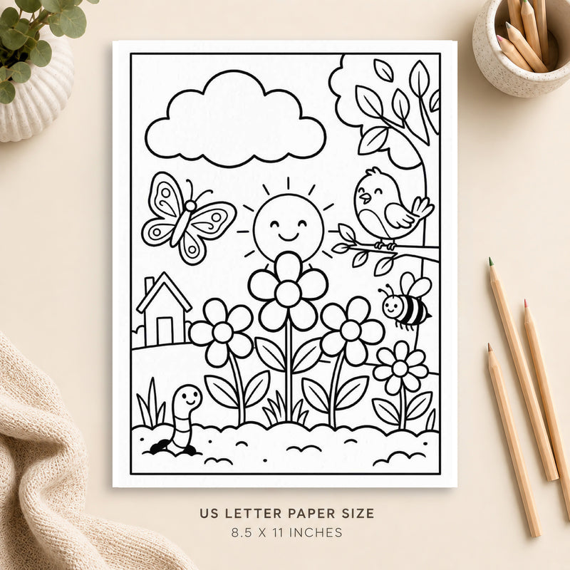 Spring Garden Coloring Page 4