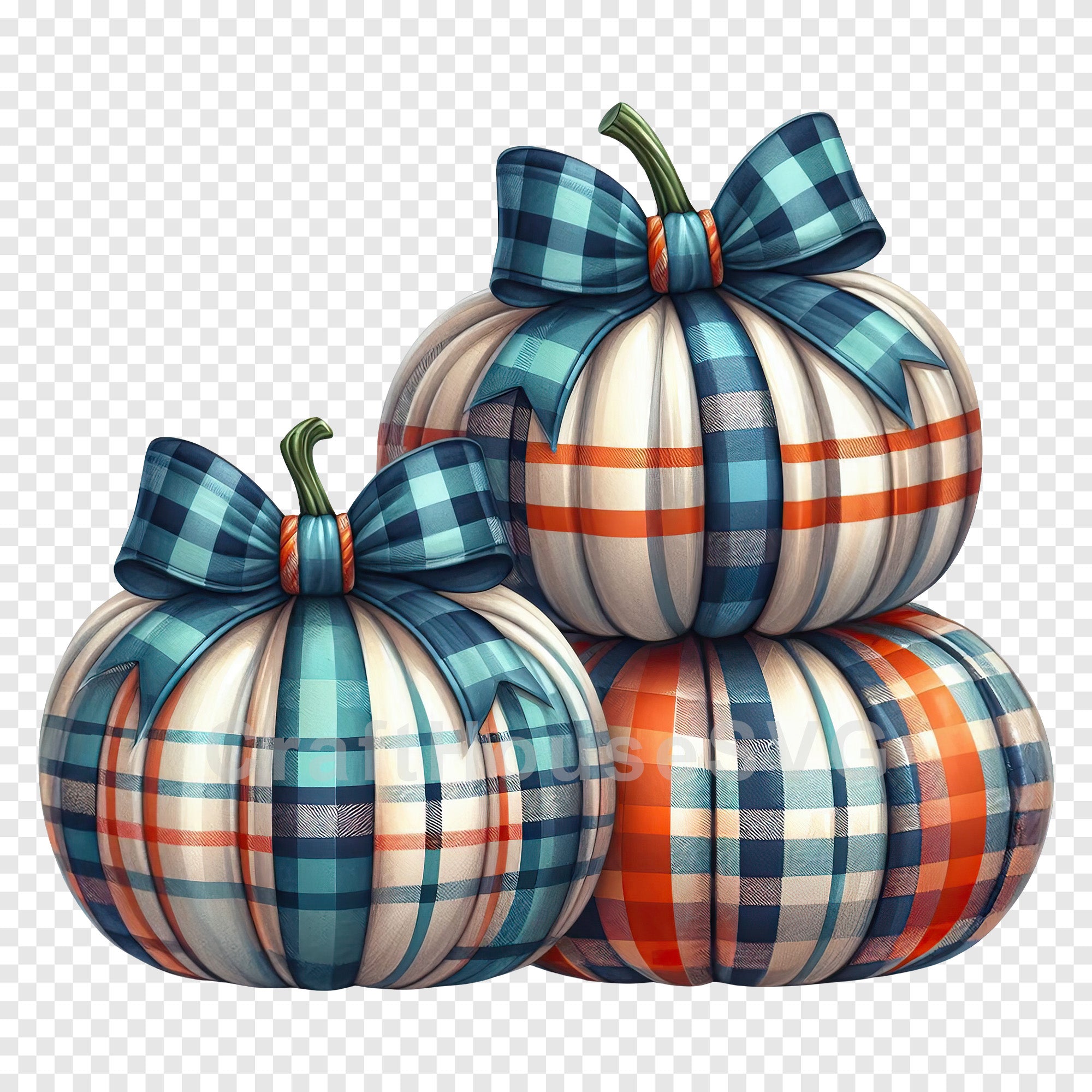 Stacked Preppy Plaid Pumpkins PNG Clip Art Sublimation