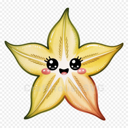 Kawaii Fruit Clipart Sublimation PNG Bundle