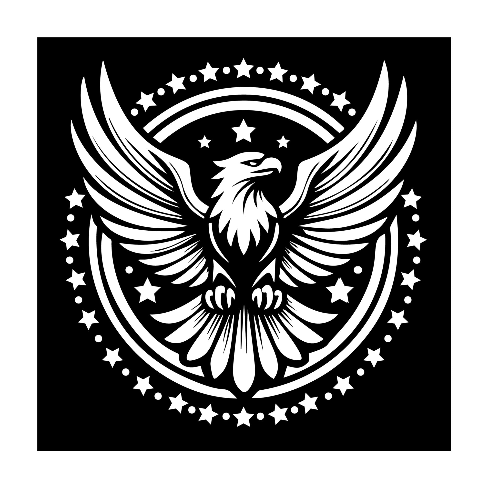Stars Eagle SVG design for Cricut, Silhouette, laser cutting, vinyl, sublimation, and craft projects.