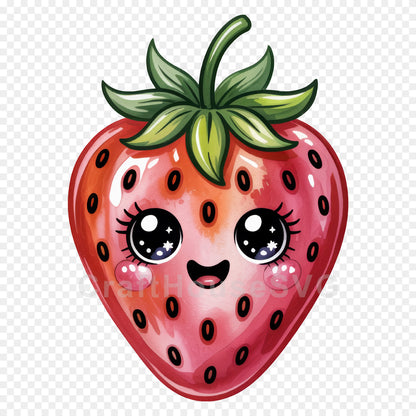 Kawaii Fruit Clipart Sublimation PNG Bundle