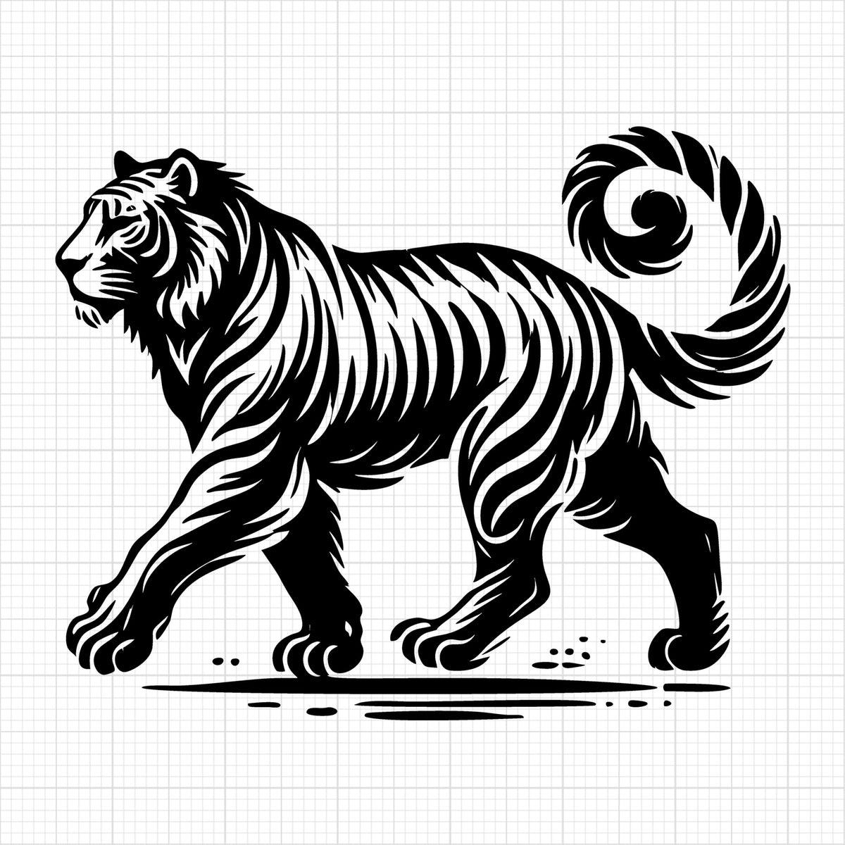 Striped Walking Tiger Silhouette