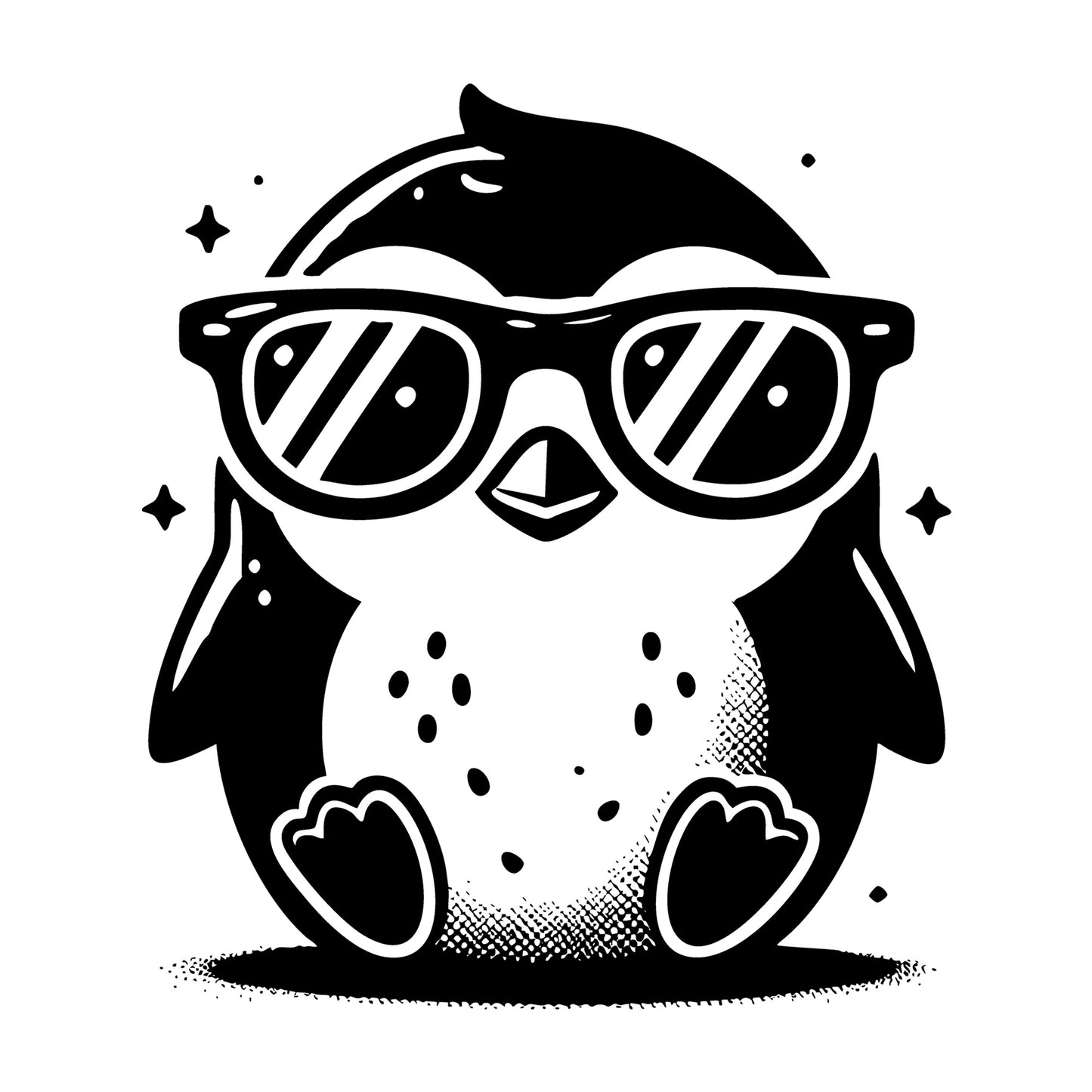 Stylish Penguin Wearing Oversized Sunglasses SVG design for Cricut, Silhouette, laser cutting, vinyl, sublimation, and craft projects.