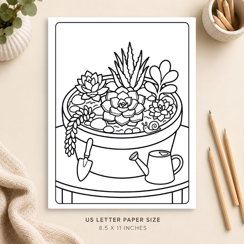 Succulent Garden Coloring Page 2