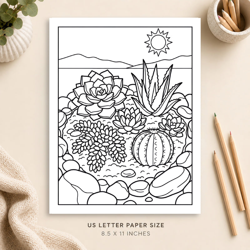 Succulent Garden Coloring Page 3