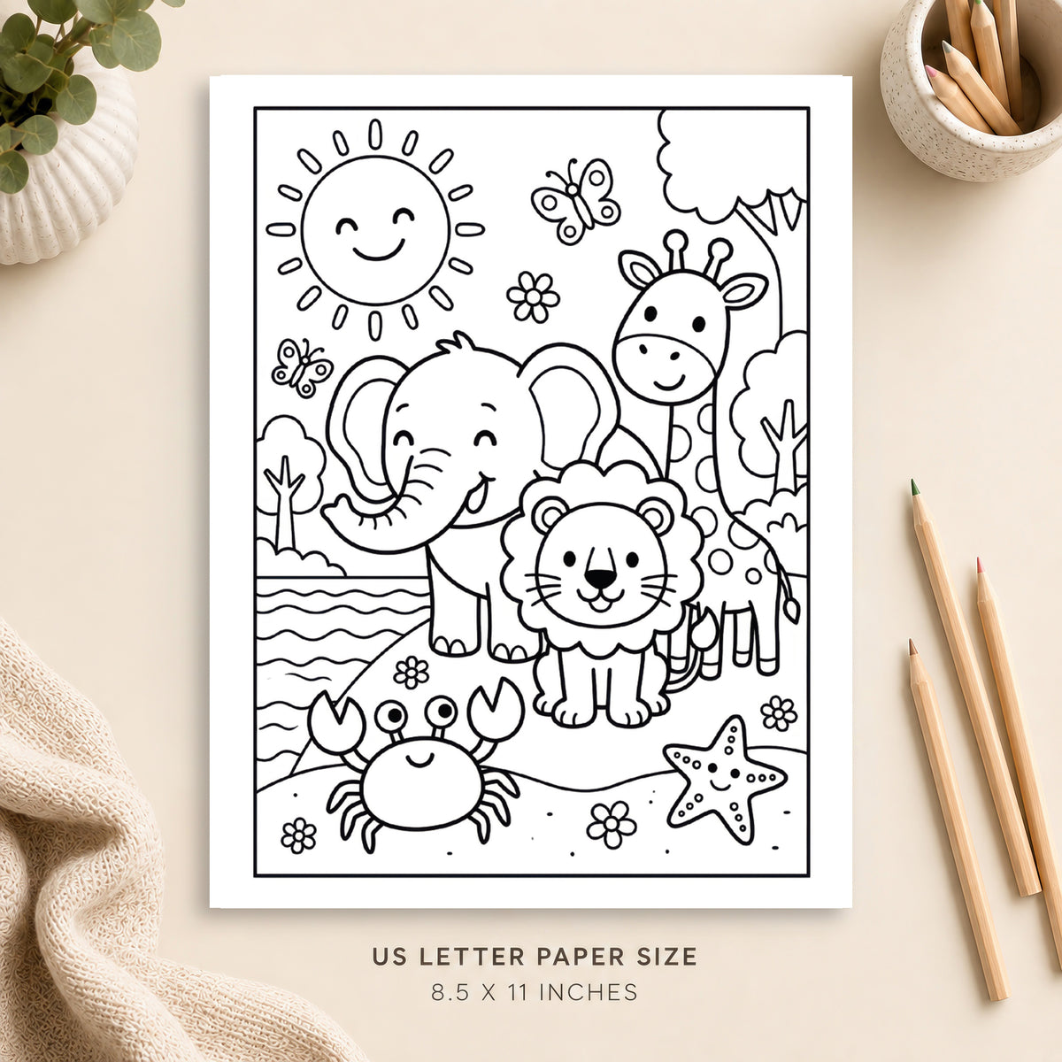 Summer Animals Coloring Page 3