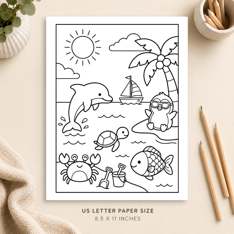 Summer Animals Coloring Page 4