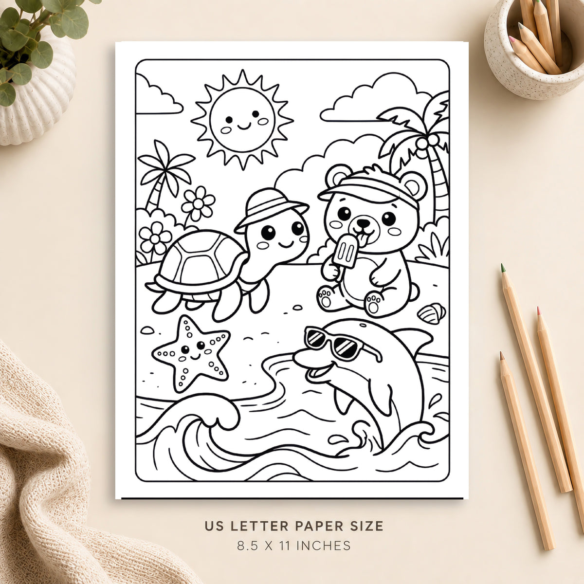 Summer Animals Coloring Page 5