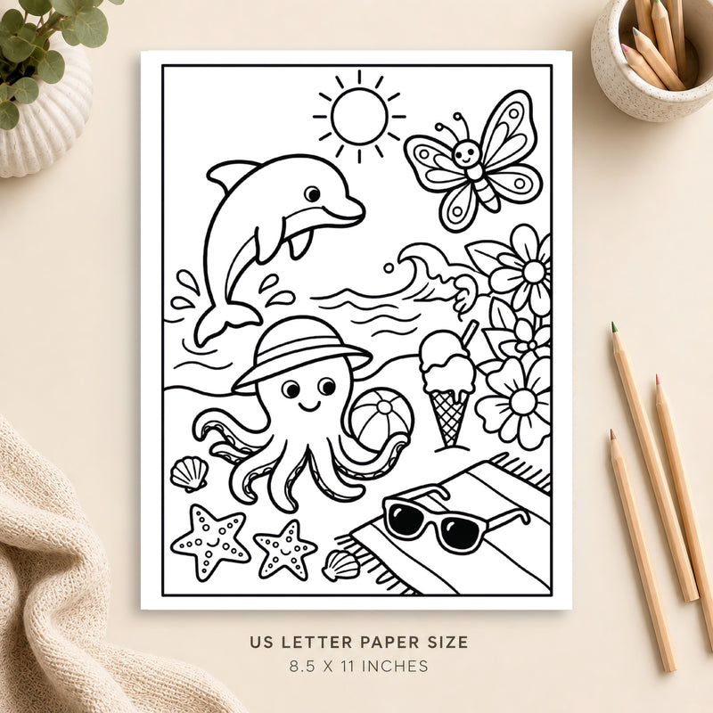 Summer Animals Coloring Page 6