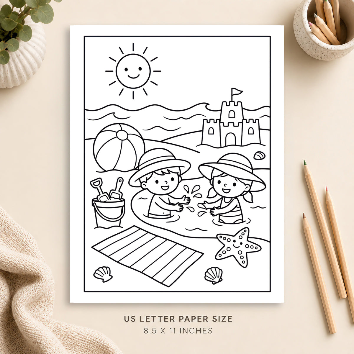 Summer Beach Day Coloring Page 4