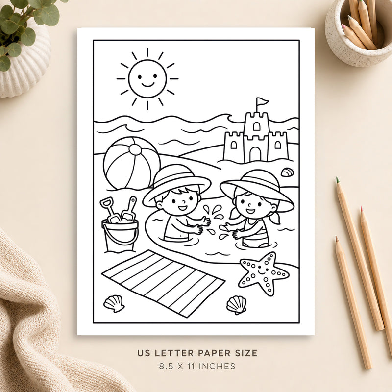 Summer Beach Day Coloring Page 4