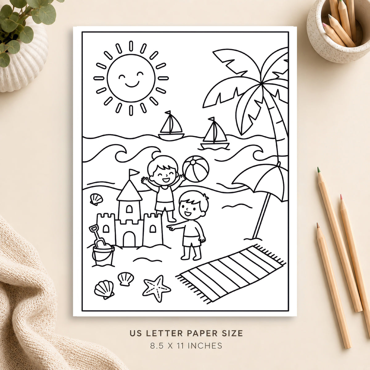 Summer Beach Day Coloring Page 5