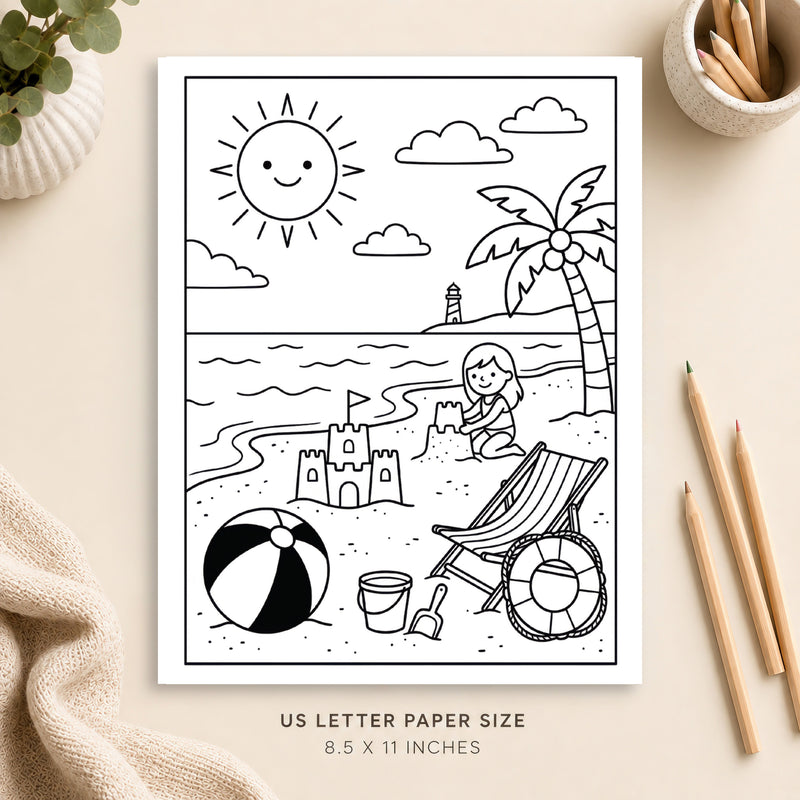 Summer Beach Day Coloring Page 7