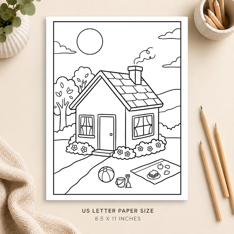 Summer Cottage Coloring Page 2