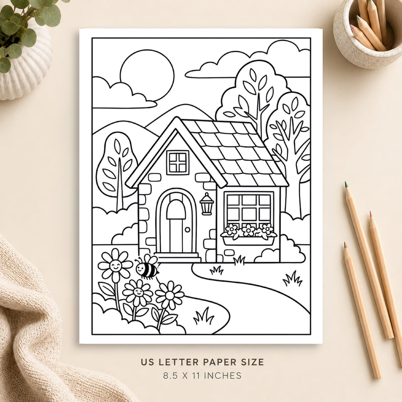 Summer Cottage Coloring Page 3