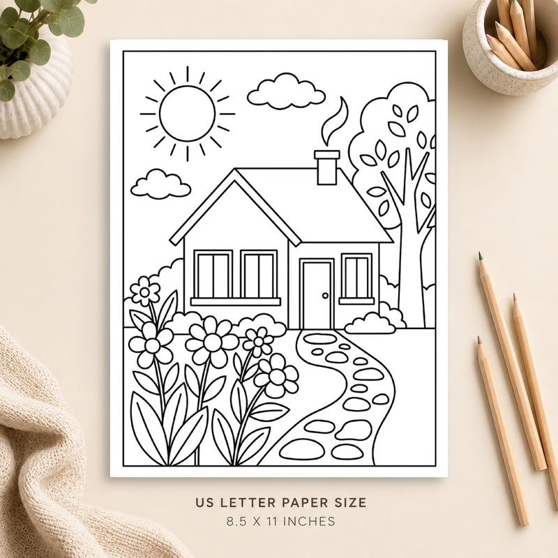 Summer Cottage Coloring Page 4