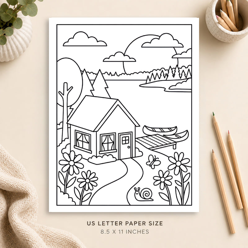 Summer Cottage Coloring Page 5