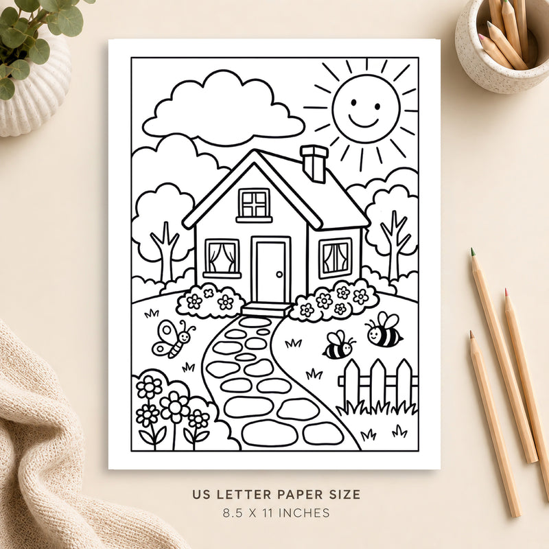 Summer Cottage Coloring Page 6
