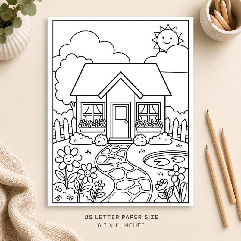 Summer Cottage Coloring Page 7