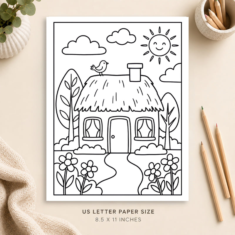 Summer Cottage Coloring Page 8