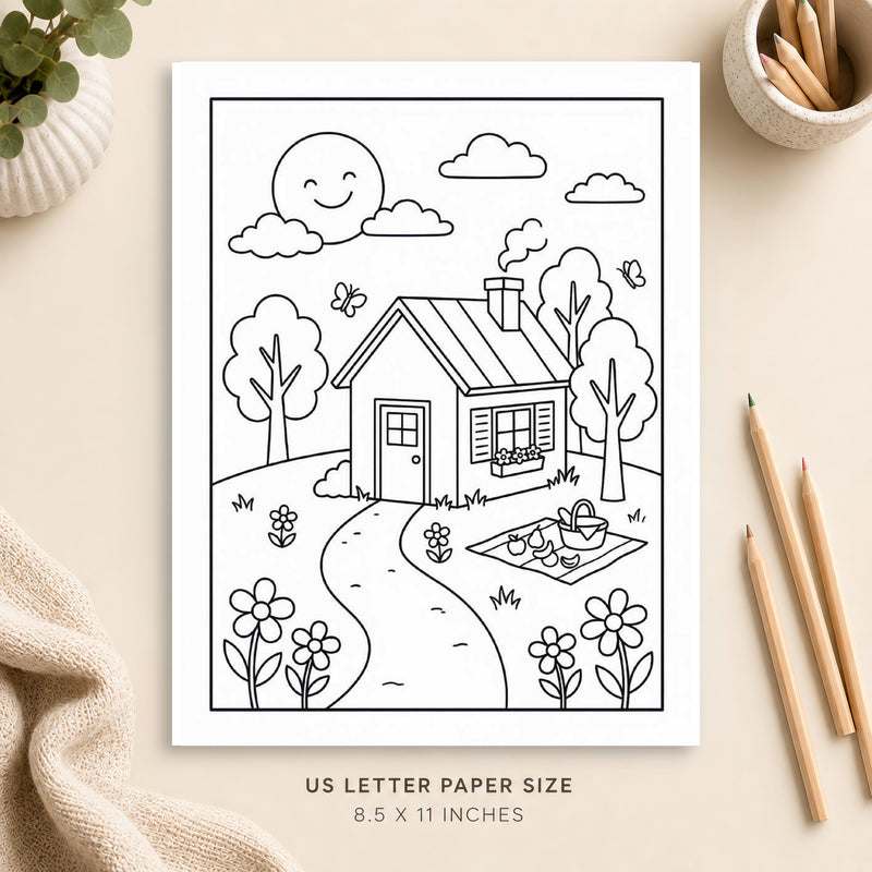 Summer Cottage Coloring Page 9