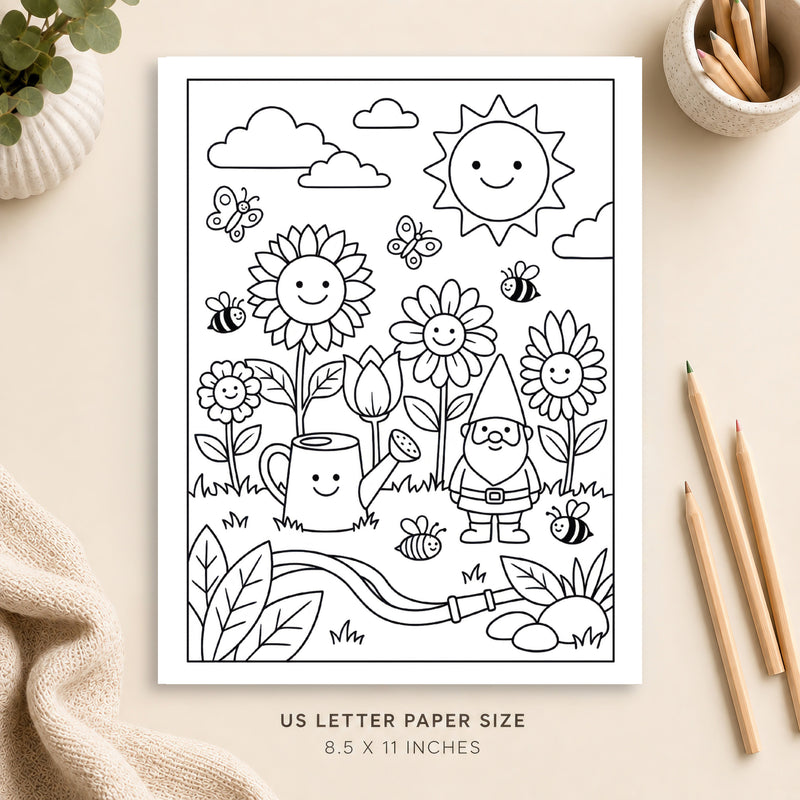 Summer Garden Coloring Page 1