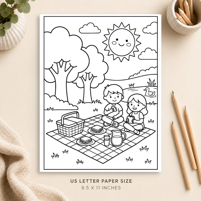 Summer Picnic Coloring Page 10
