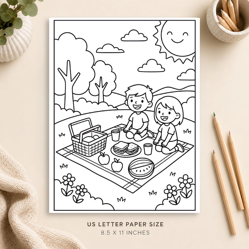 Summer Picnic Coloring Page 5