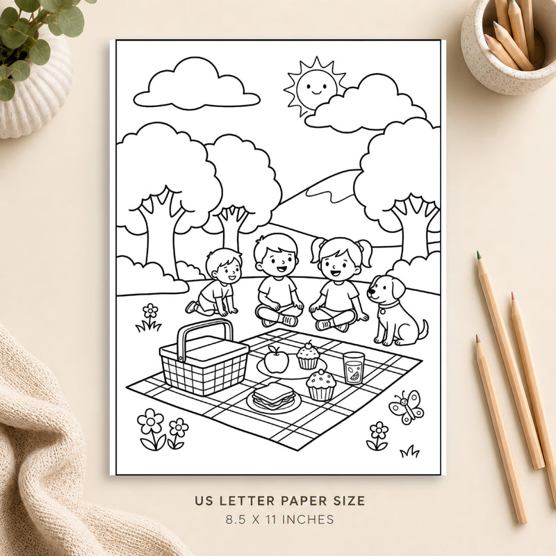 Summer Picnic Coloring Page 9