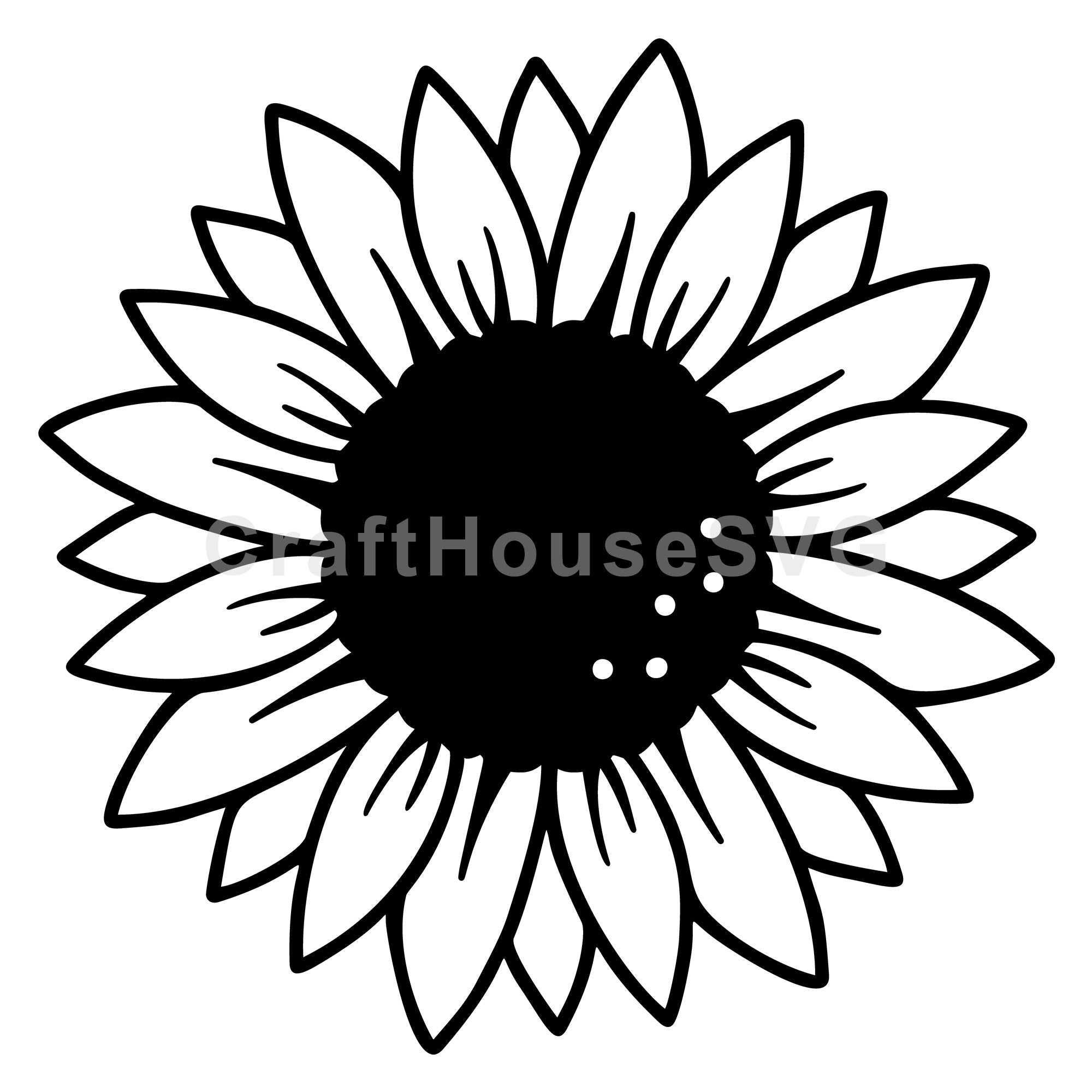 Minimalist Sunflower Silhouette Line Art SVG