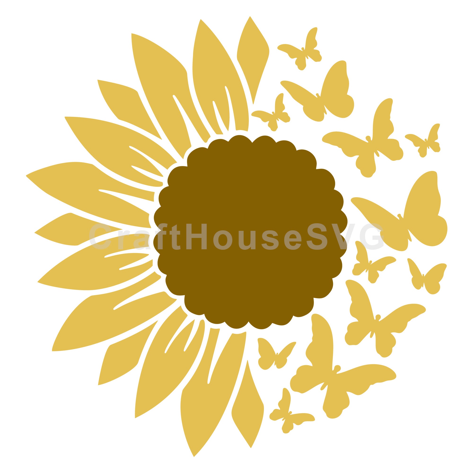 Butterfly Sunflower Half SVG