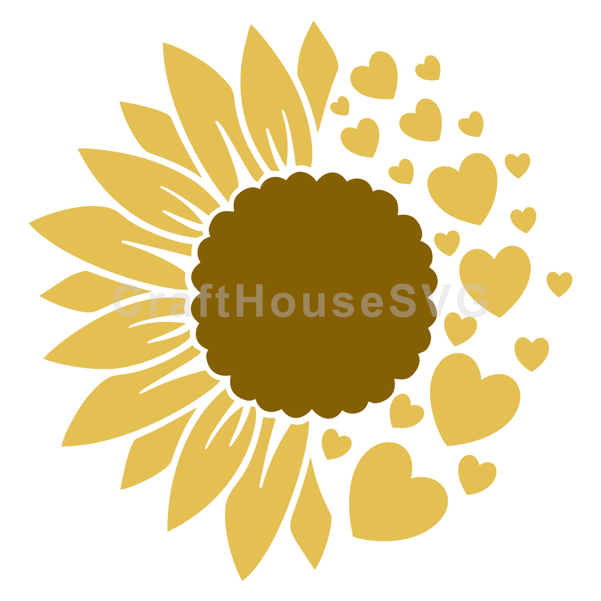 Heart Sunflower Half SVG