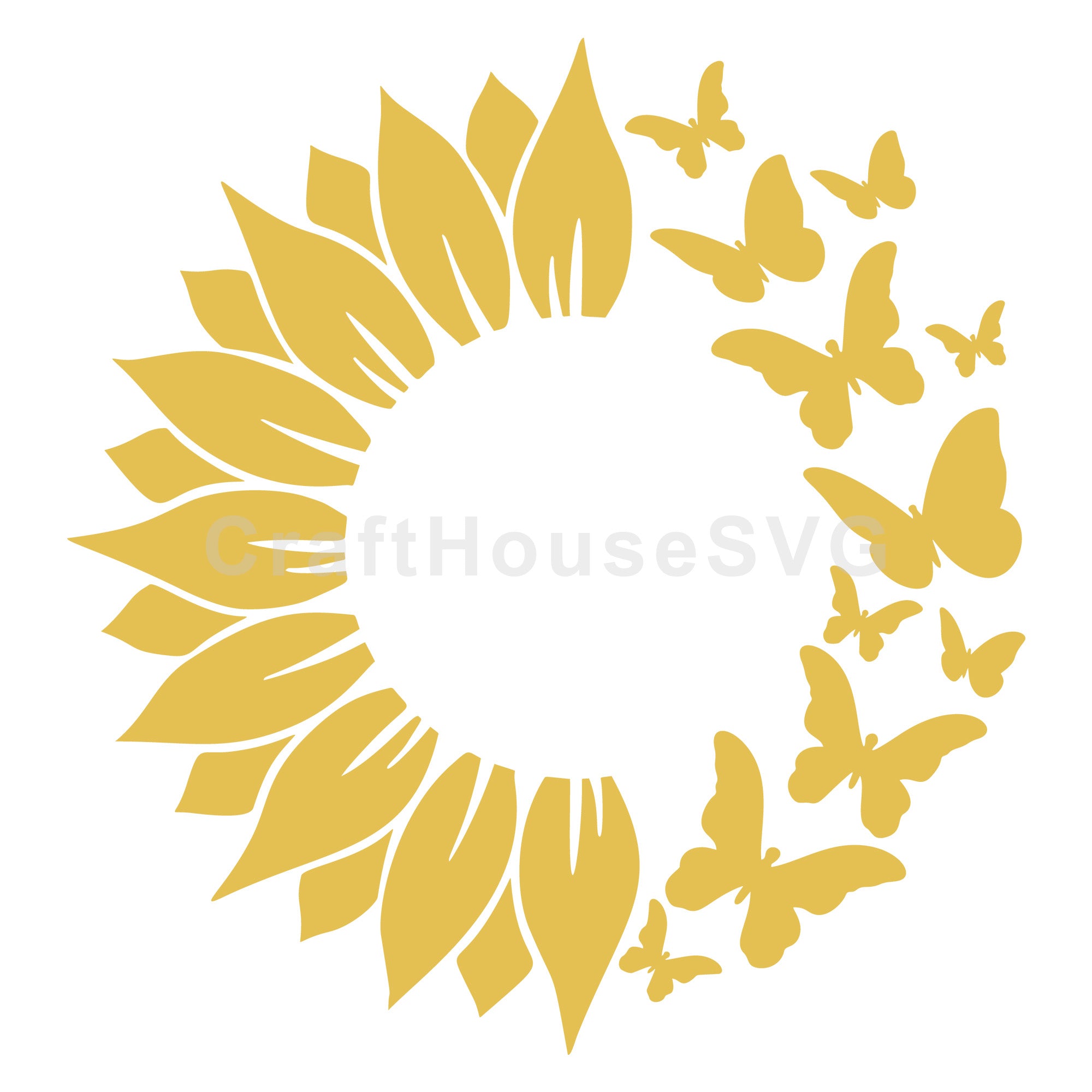 Half Butterfly Sunflower Monogram SVG