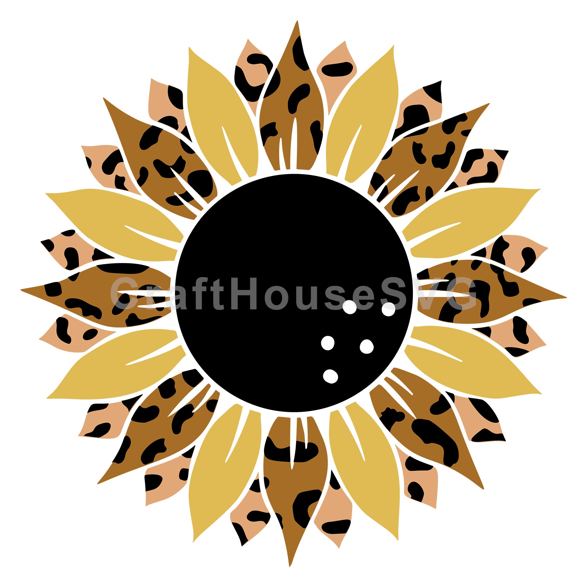 Leopard Print Sunflower SVG