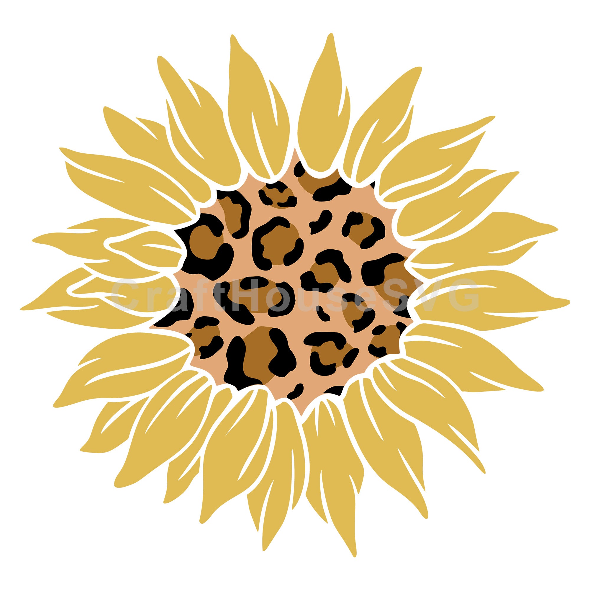 Leopard Center Sunflower SVG