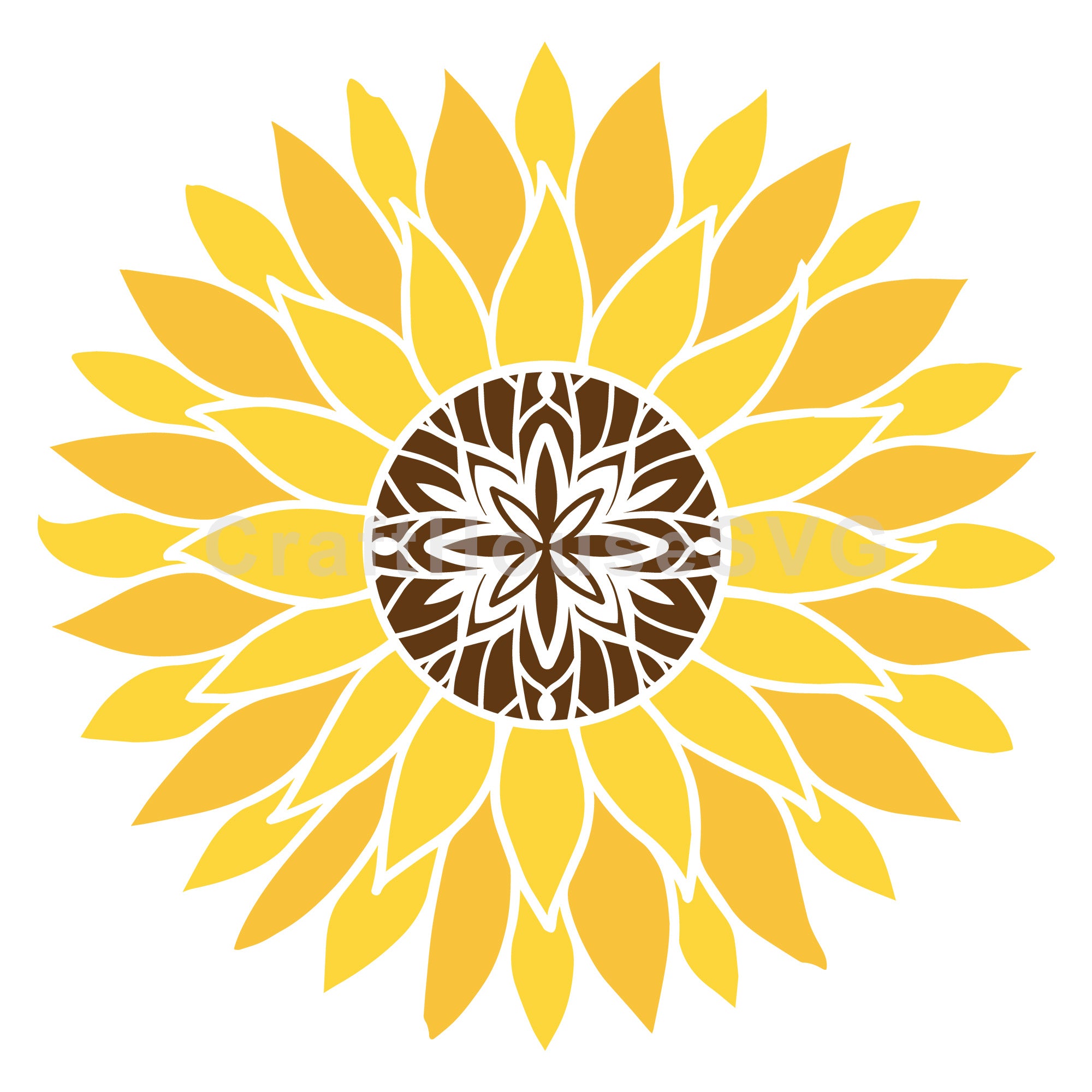 Sunflower with Intricate Center Mandala SVG