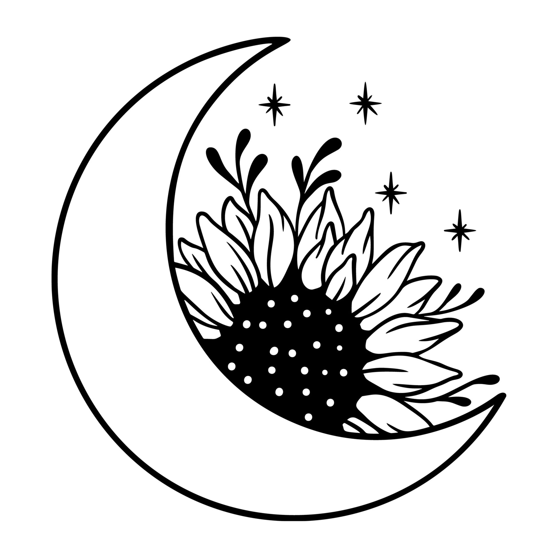 Sunflower SVG design for Cricut, Silhouette, laser cutting, vinyl, sublimation, floral crafts, and DIY projects.