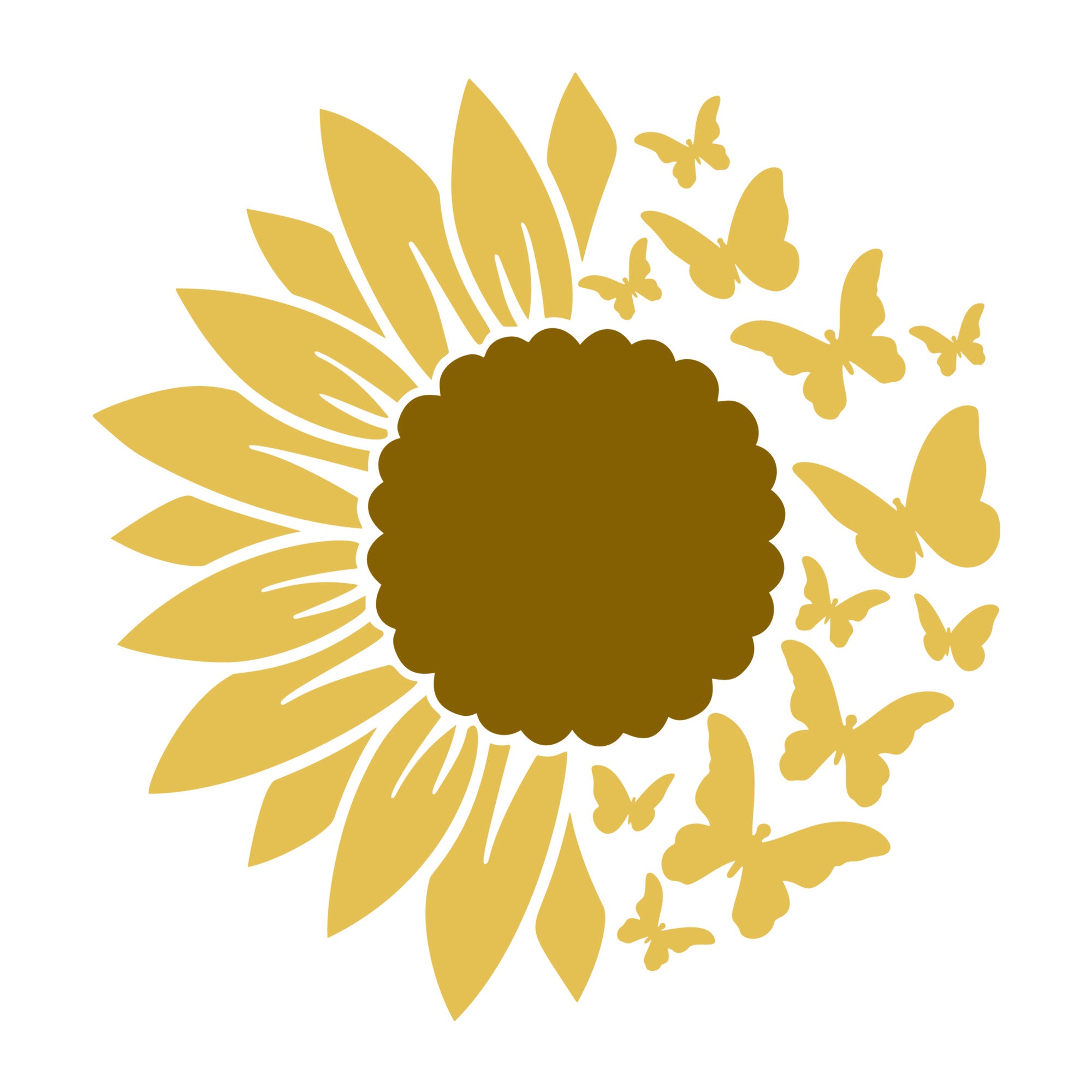 Sunflower SVG design for Cricut, Silhouette, laser cutting, vinyl, sublimation, floral crafts, and DIY projects.