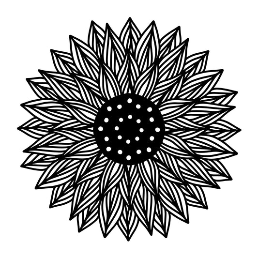 Sunflower Mandala SVG mandala SVG design for Cricut, Silhouette, laser cutting, vinyl, sublimation, decals, shirts, and DIY craft projects.