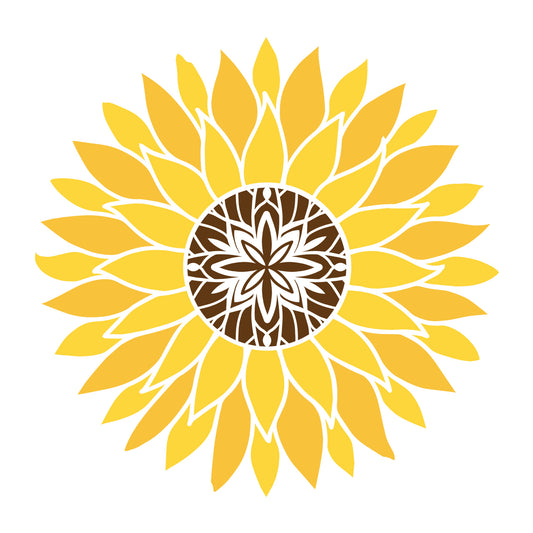 Sunflower Mandala SVG mandala SVG design for Cricut, Silhouette, laser cutting, vinyl, sublimation, decals, shirts, and DIY craft projects.