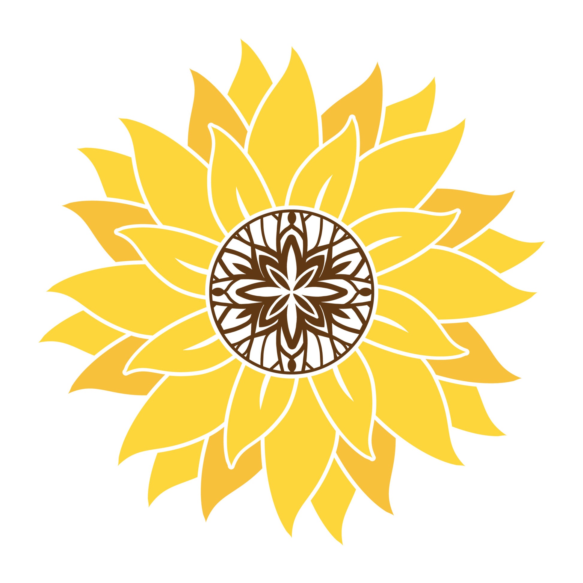Sunflower Mandala SVG mandala SVG design for Cricut, Silhouette, laser cutting, vinyl, sublimation, decals, shirts, and DIY craft projects.