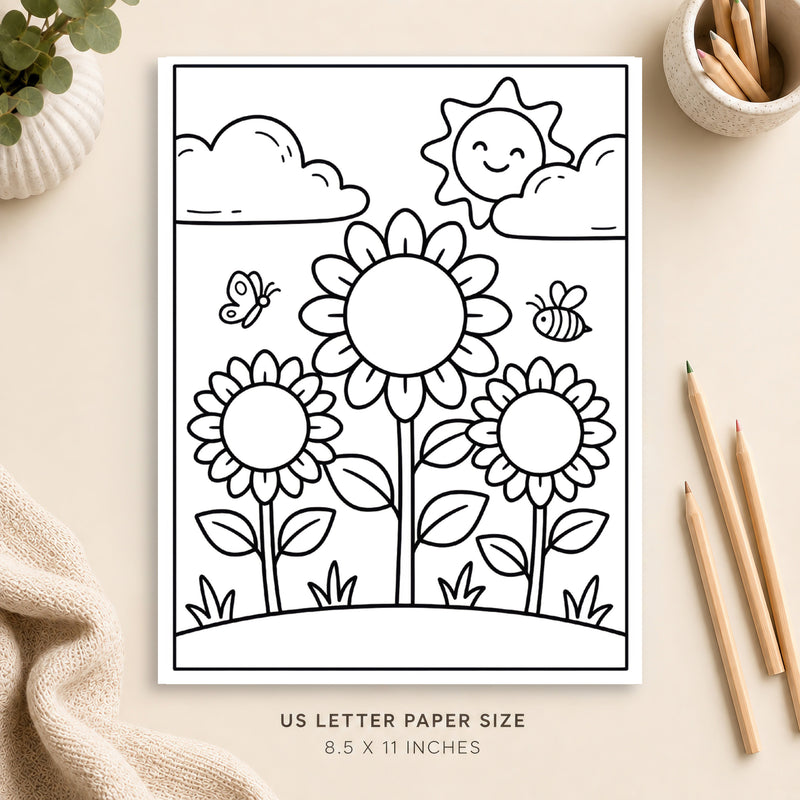 Sunflowers Coloring Page 3