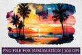 FREE Sunset on the Beach Watercolor Summer Sublimation Design PNG - Craft House SVG