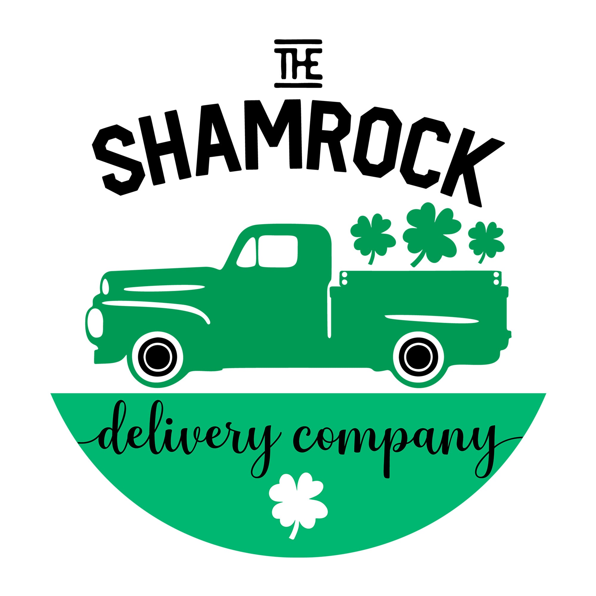 The Shamrock Delivery Company SVG design for Cricut, Silhouette, laser cutting, vinyl, sublimation, and St Patricks Day craft projects.