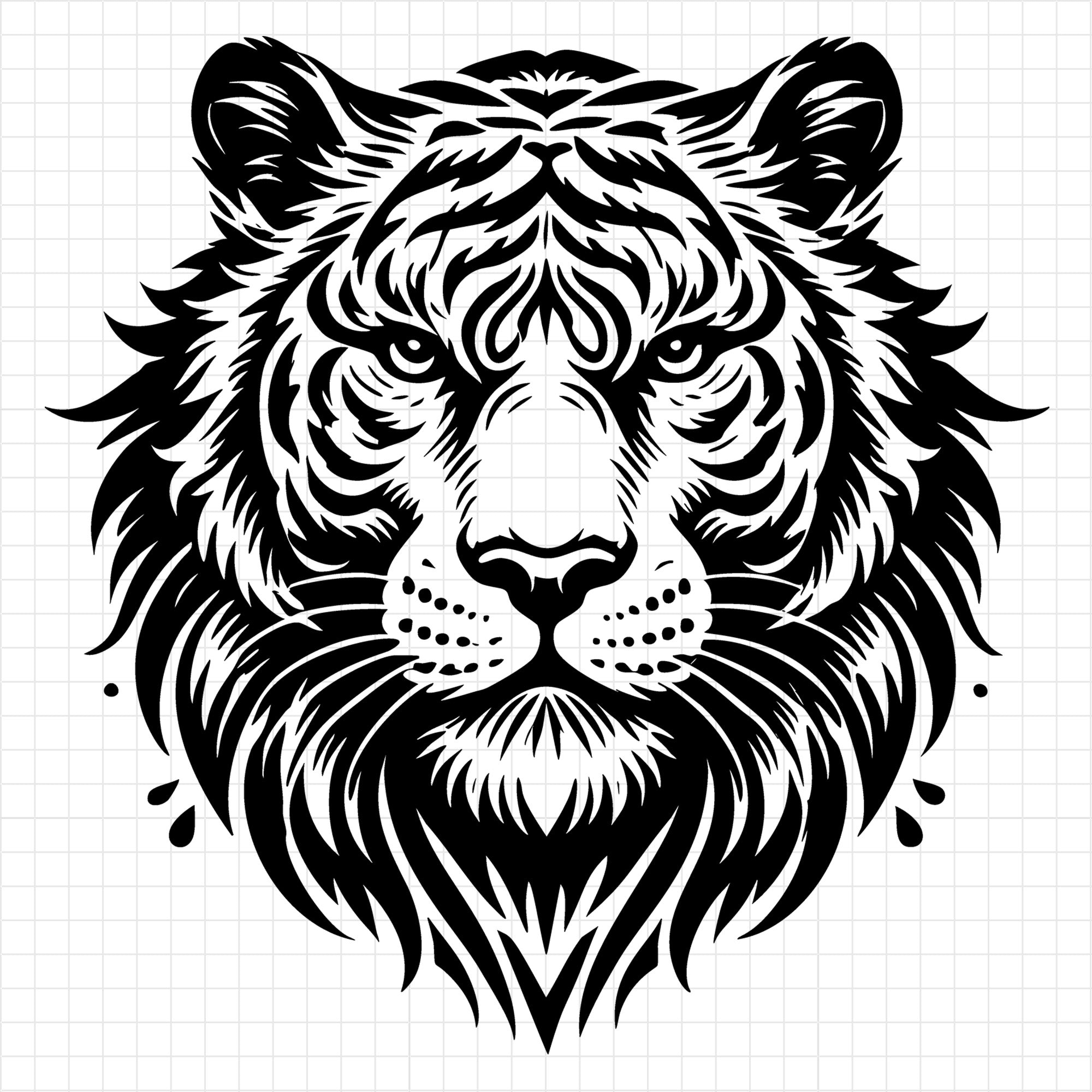 Tiger Face Silhouette With Strong Features SVG