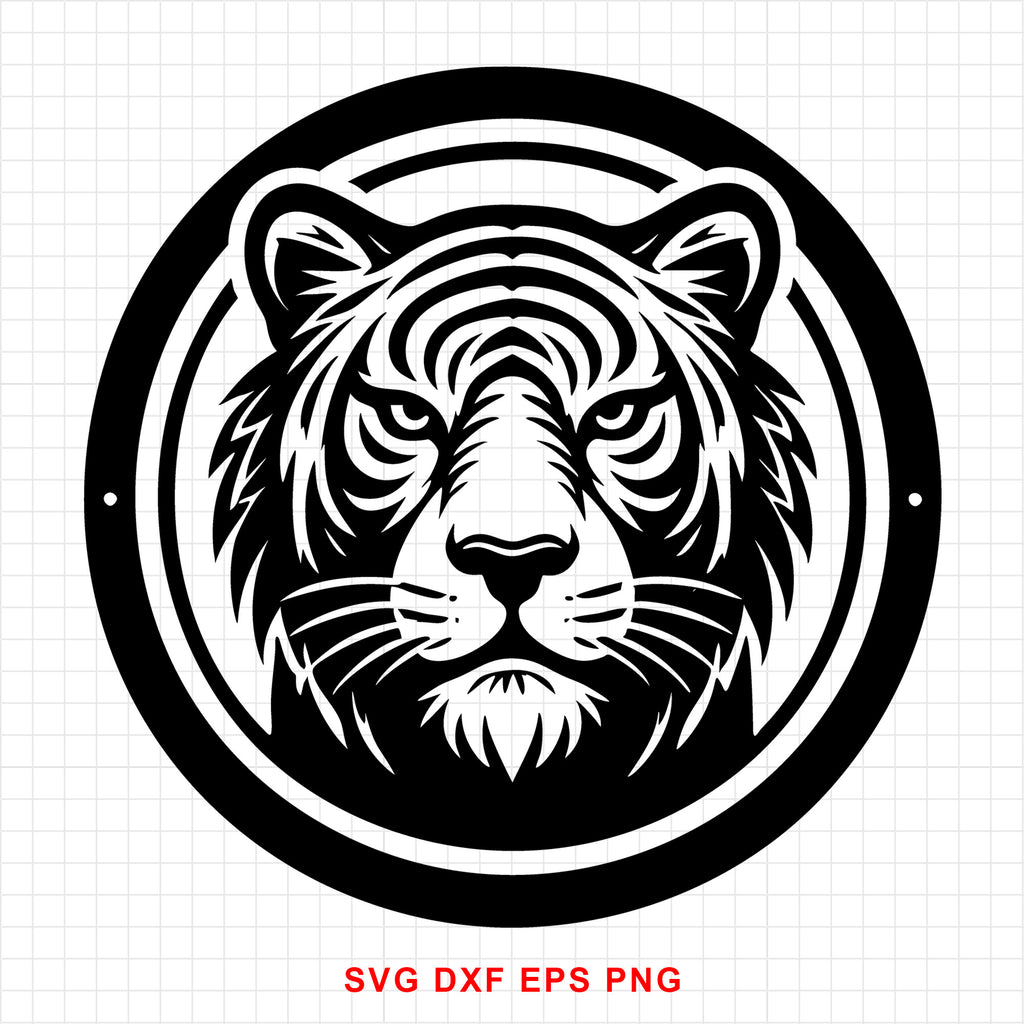 Tiger Face With Clean Circular Border Silhouette Svg